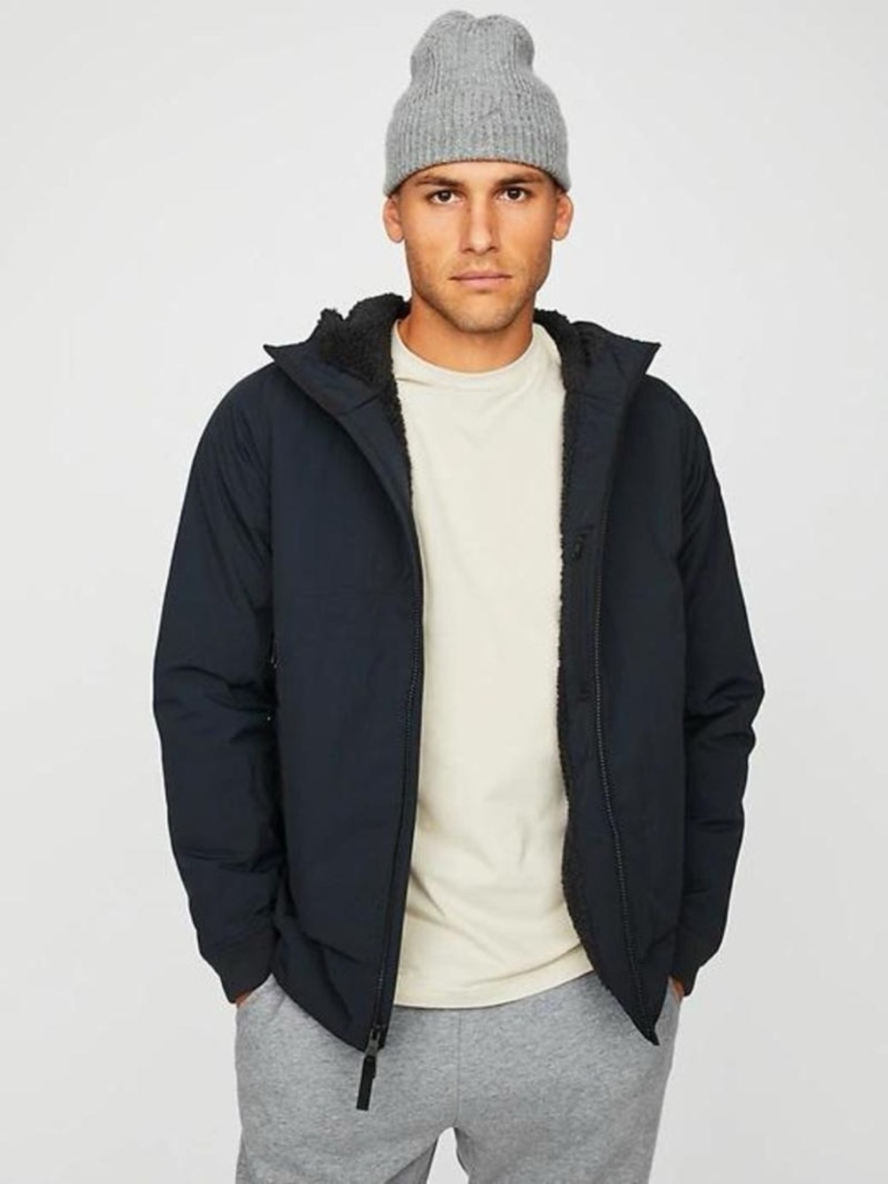 Hill City - Gap - High Pile Sherpa Lined City Shell - Navy - Men’s Large
